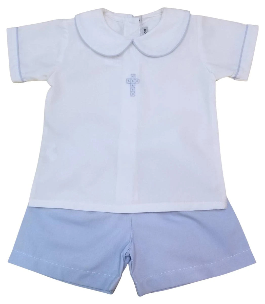 Cross Embroidered Short Set