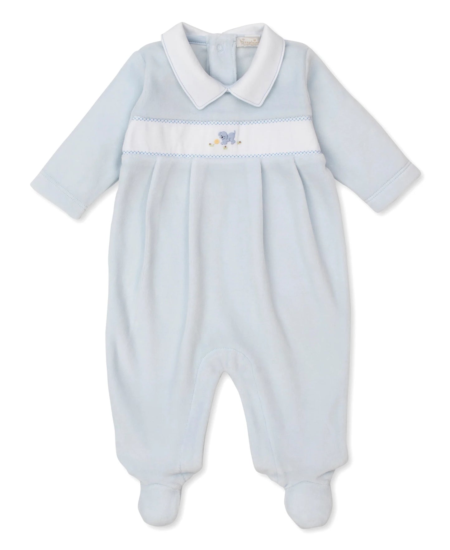 Velour Footie Light Blue