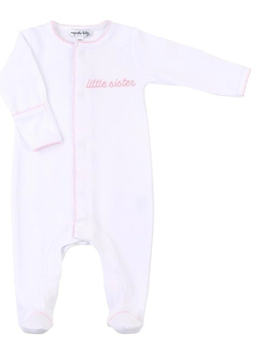 Little Sister Embroidered Footie 6m