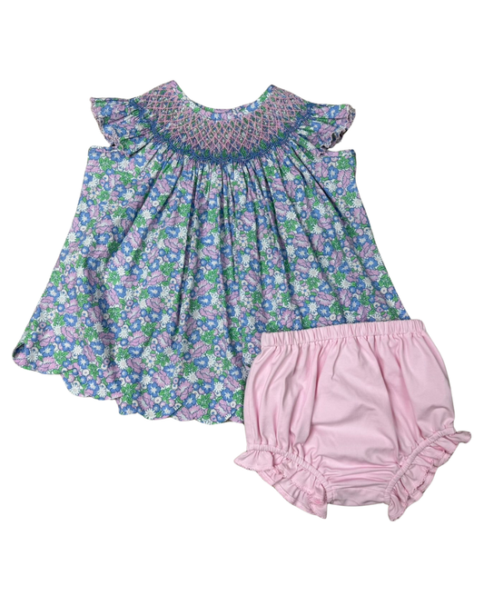 Brilliant Blooms Pearl Smocked Bloomer Set
