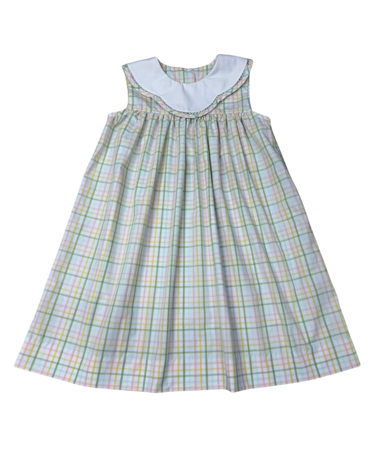 Pastel Prep Plaid Scalloped Dress