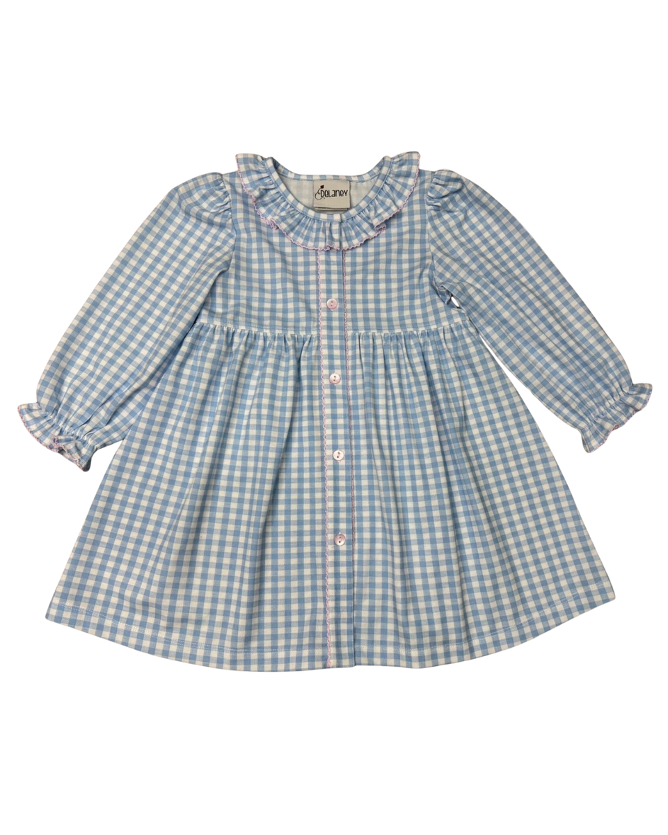 Blue White Check Knit Dress