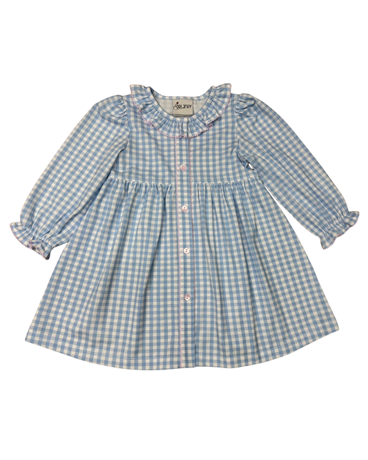 Blue White Check Knit Dress