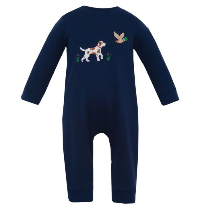 Hunting Dog Navy Knit Romper