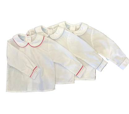 Boys Long Sleeve Peter Pan Collar Button Up Back