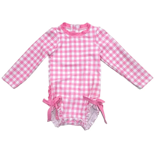 Pink Gingham Swim Rasher