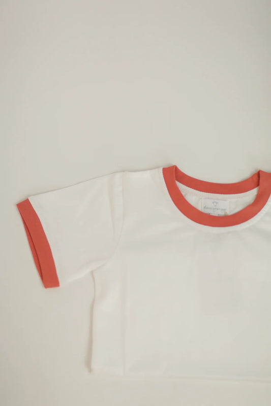 Ringer Tee - White/Light Red