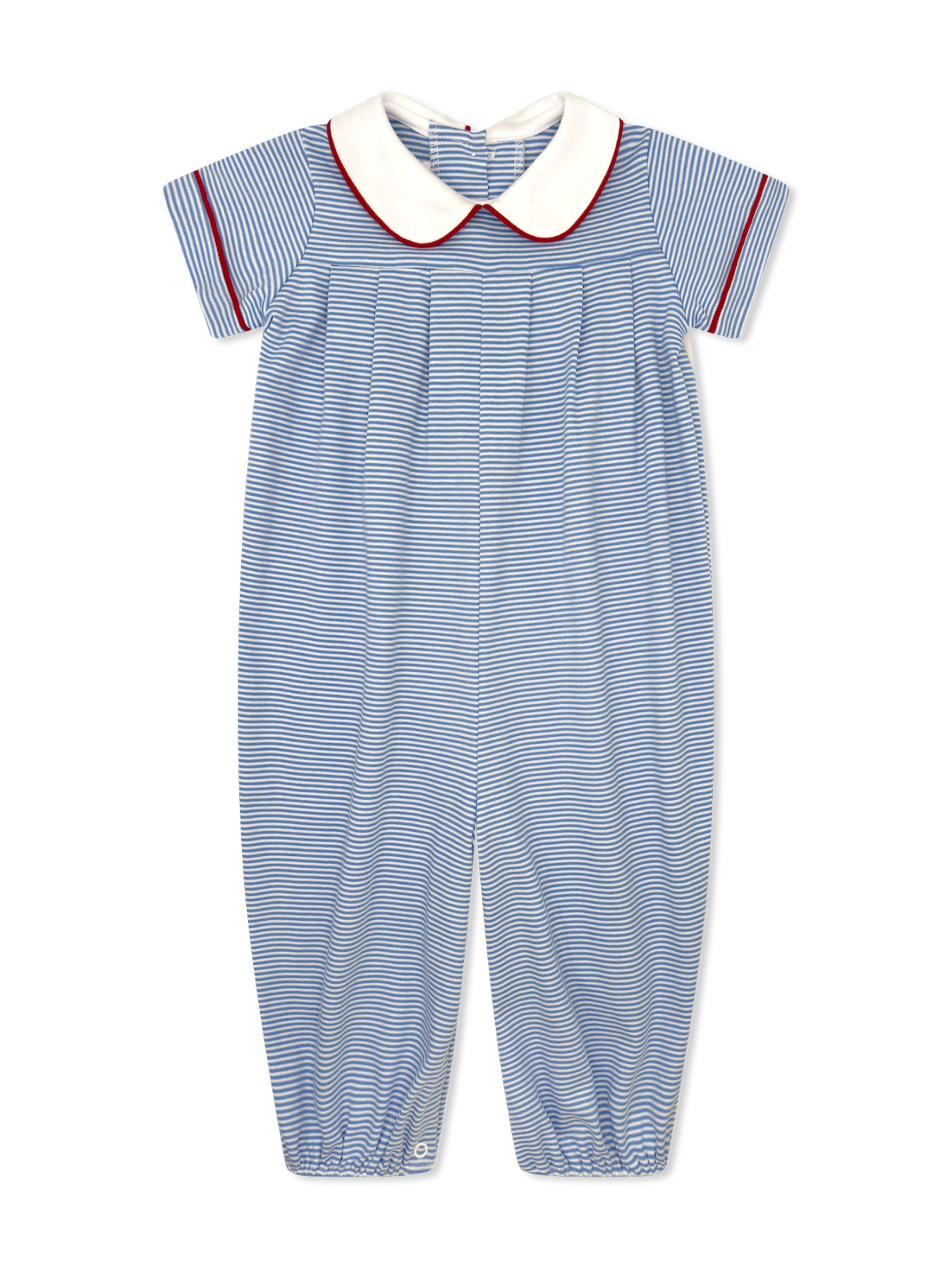 Precious Pleated Romper Seaside Blue Ministripe