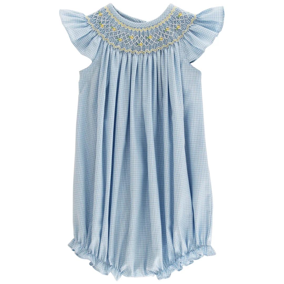 Sunshine Floral With Blue Check Bishop Romper