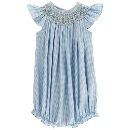 Sunshine Floral With Blue Check Bishop Romper