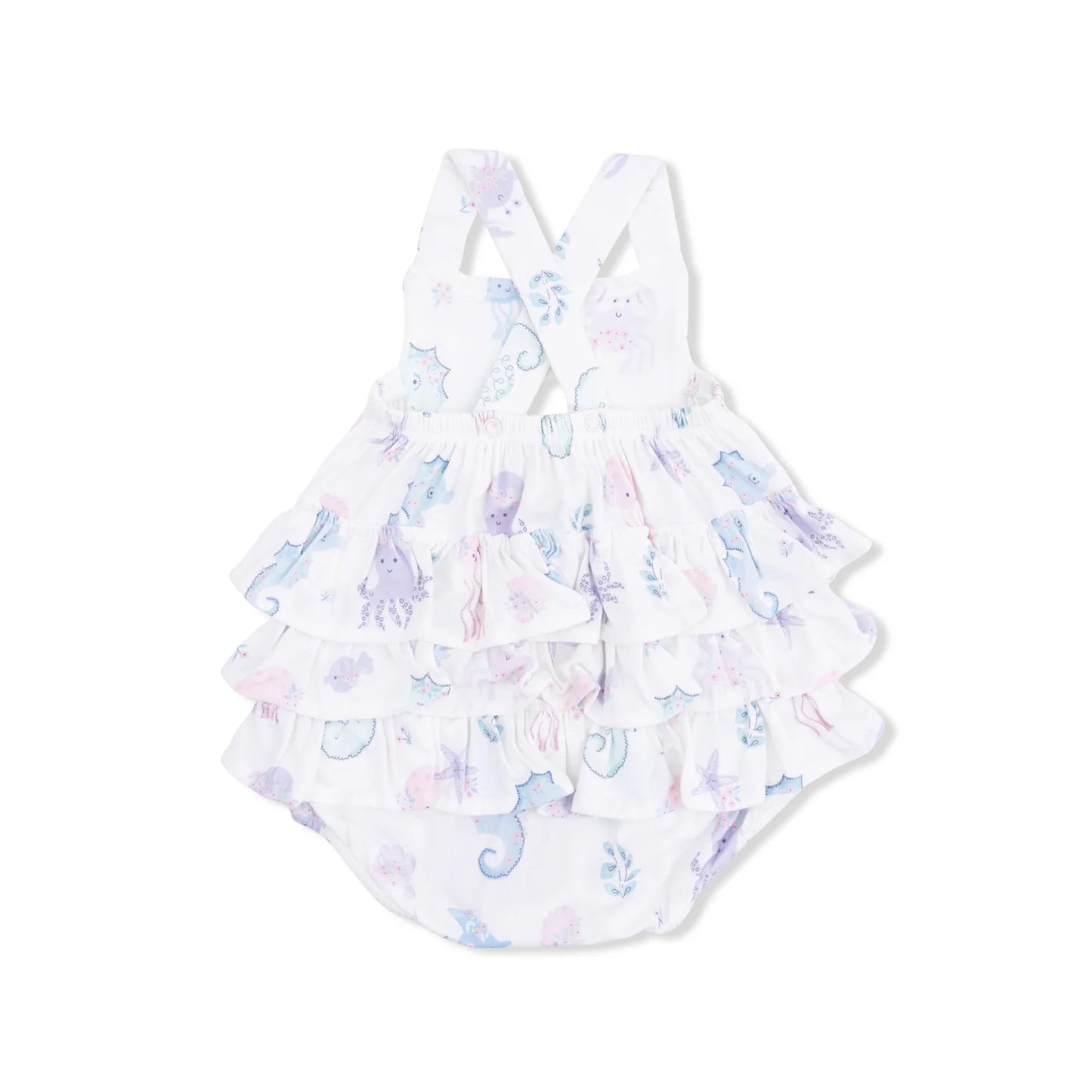 Floral Sea Creatures Ruffle Sunsuit