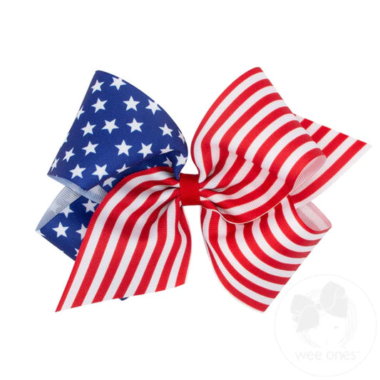 King Patriotic Stripe Print Bow