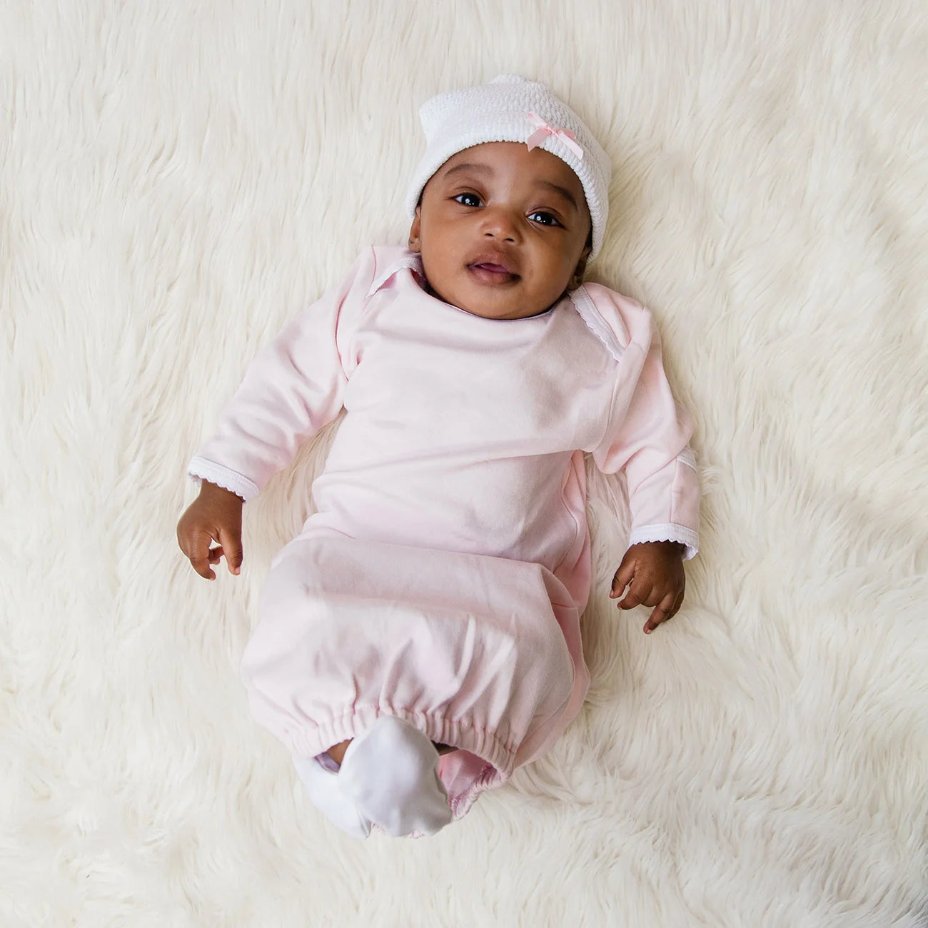 White Sailor Beanie With Bow