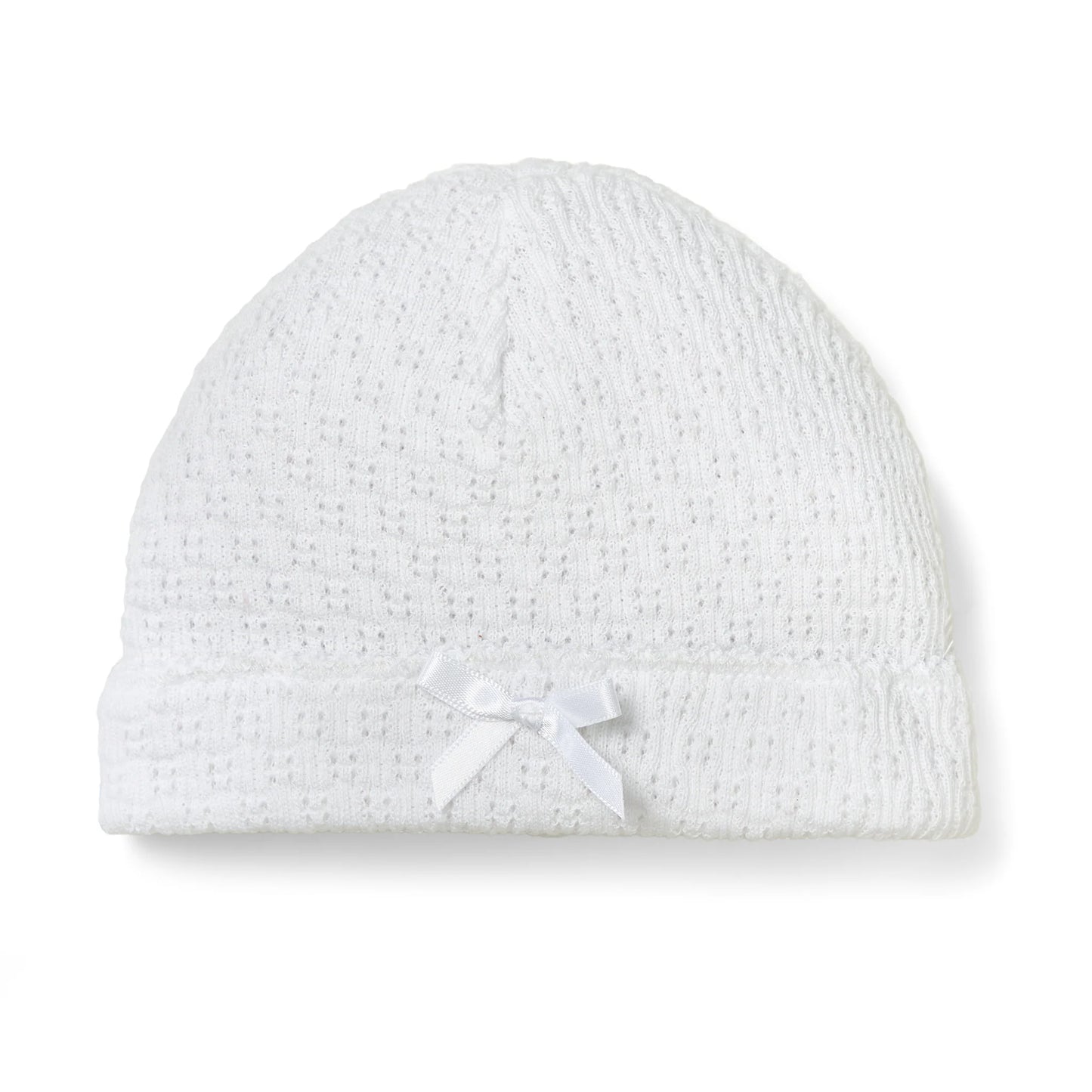 White Sailor Beanie With Bow