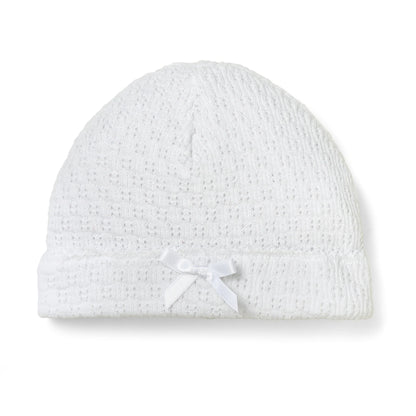 White Sailor Beanie With Bow
