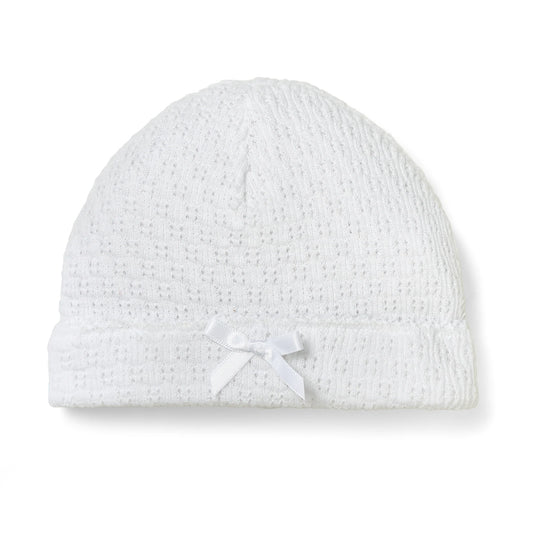 White Sailor Beanie With Bow