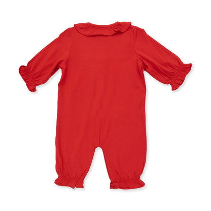 Ribbon Red - Long Sleeve Ruffle Collar Romper