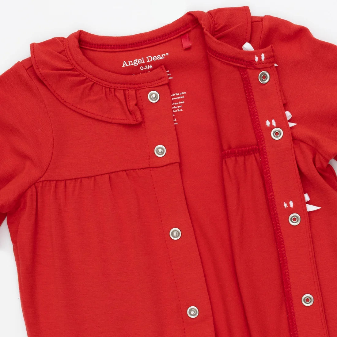 Ribbon Red - Long Sleeve Ruffle Collar Romper