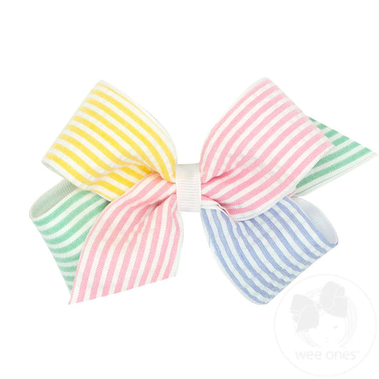 King Seersucker Color Block Bow