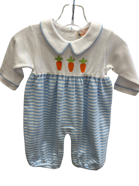 Carrot Blue And White Stripe Romper