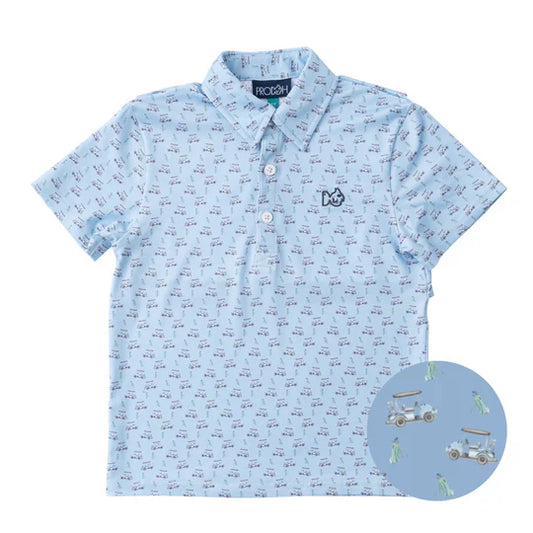 Boys Short Sleeve Golf Polo - Powder Blue