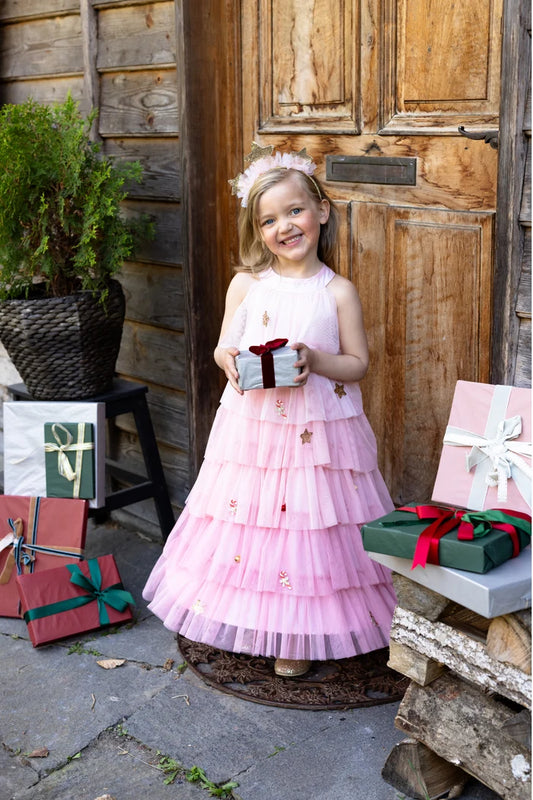 Christmas Tree Dress with Headpiece - Blush