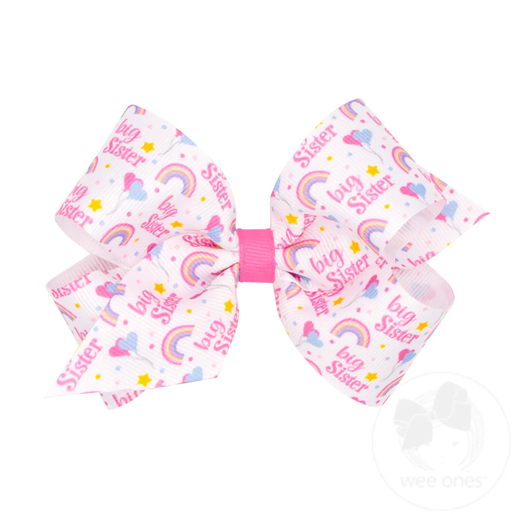 Medium Big Sis Printed Grosgrain Hair Bow