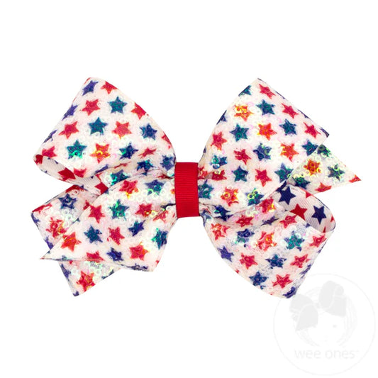 King Sequin Star Print Bow
