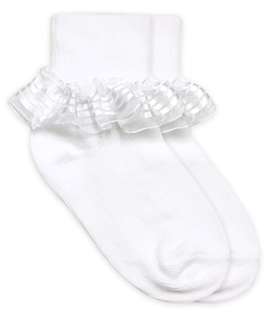 Stripe Lace Turn Cuff Socks - 1 Pair