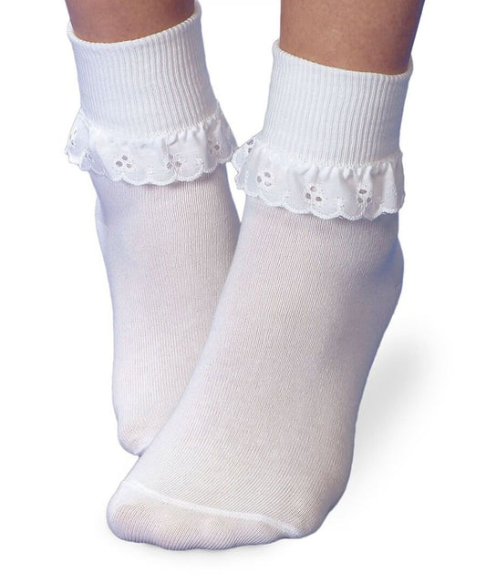 White Eyelet Trim Socks