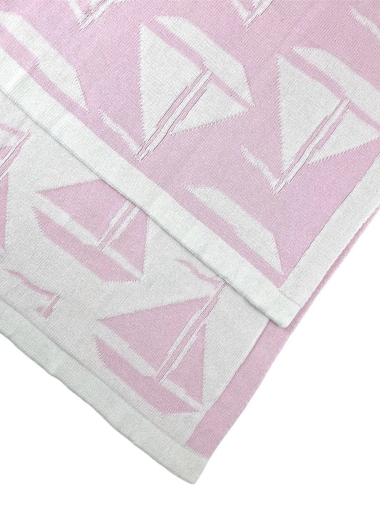 Sailboats Blanket - Pink/White