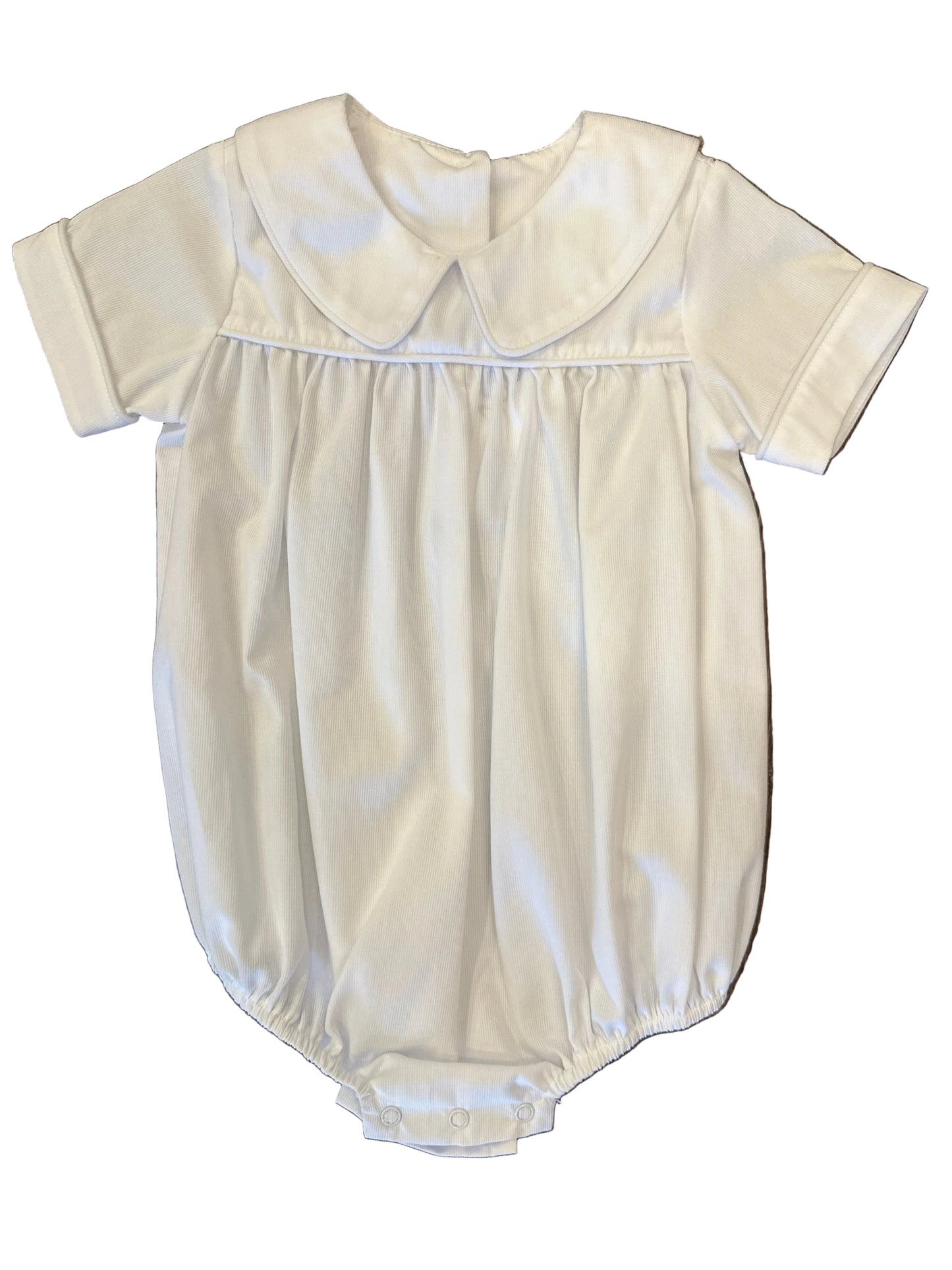 Boys Romper Piped in White