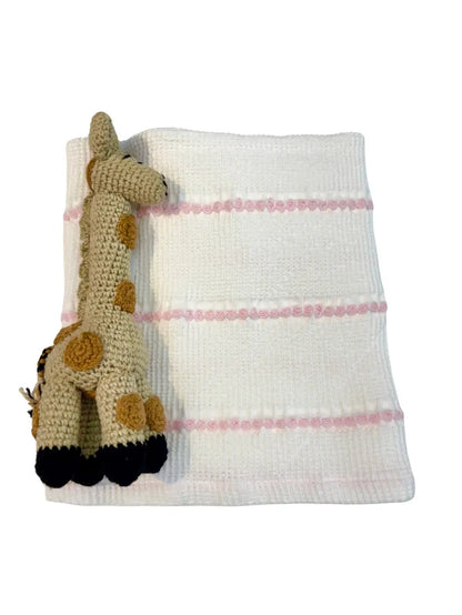 Pucker Texture with Stripe Baby Blanket (Pink/Blue)