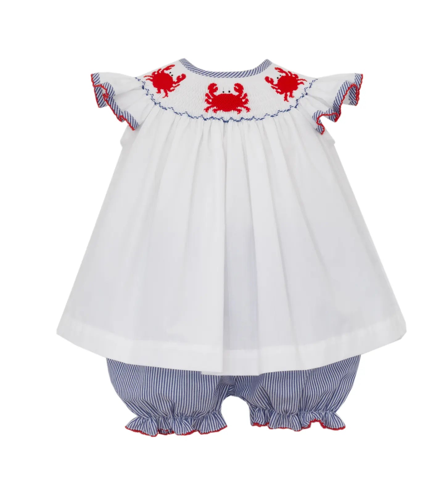Crab Navy Blue Stipe Angel Wing Set