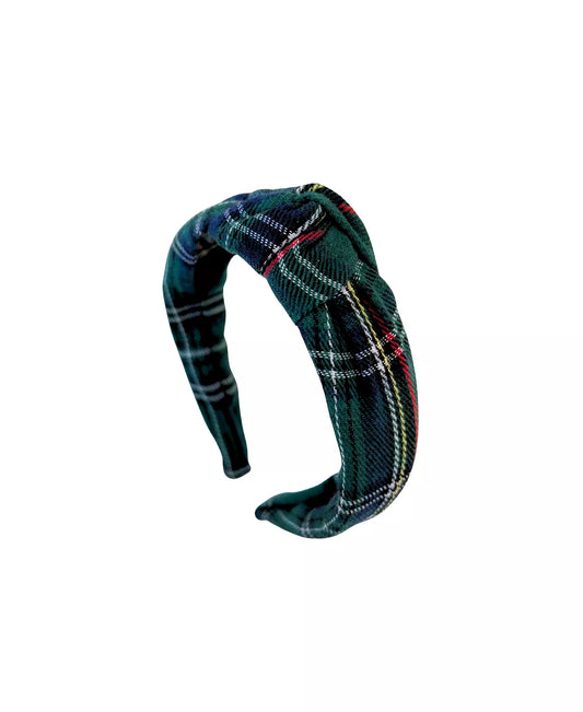 Green Plaid Knot Headband