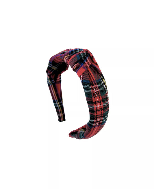 Red Plaid Knot Headband