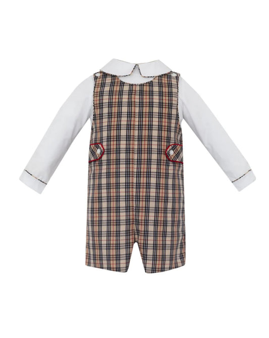 Khaki And Brown Plaid John John with Shirt