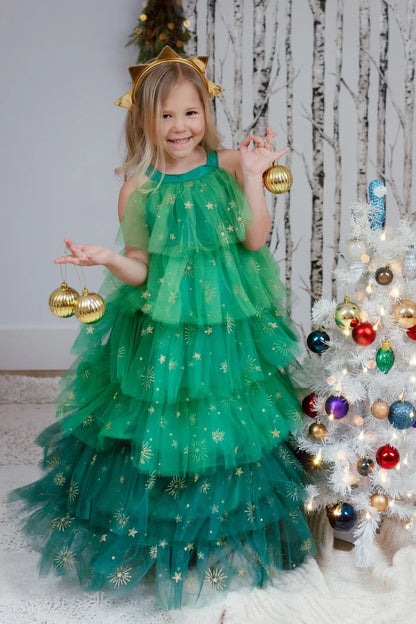 Christmas Tree Dress with Headpiece - Green
