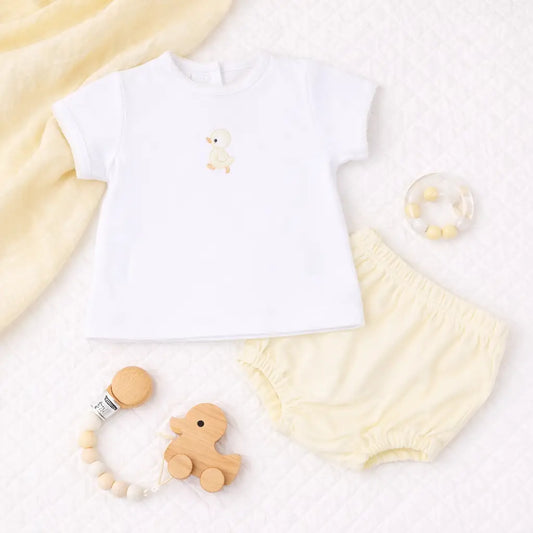 Downy Ducklings Embroidered Diaper Set