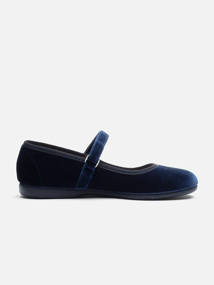 Classic Velvet Mary Janes - Navy