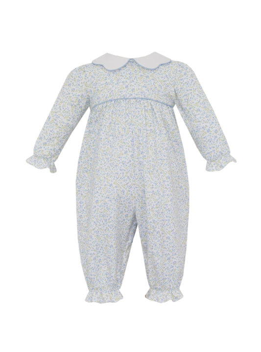 Caroline Tiny Blue Floral Knit Romper