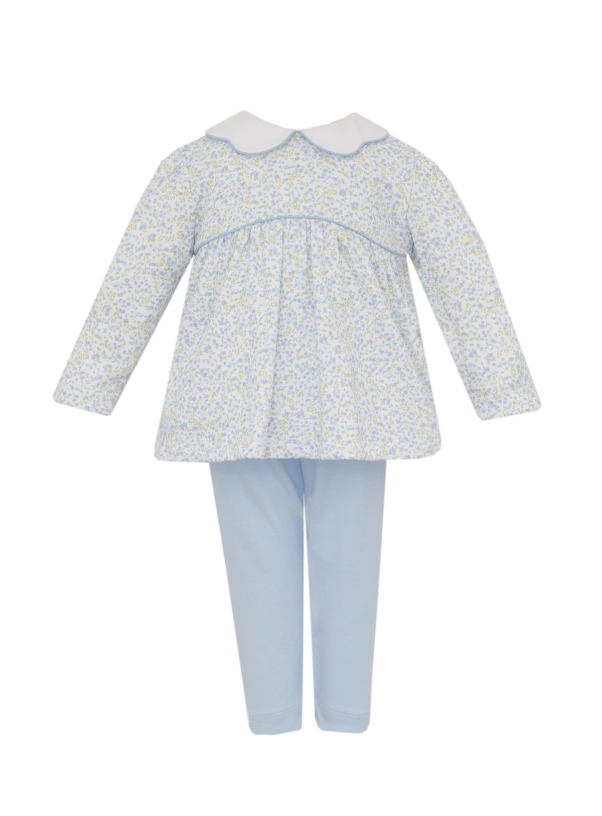 Caroline Tiny Blue Floral Knit Tunic Set