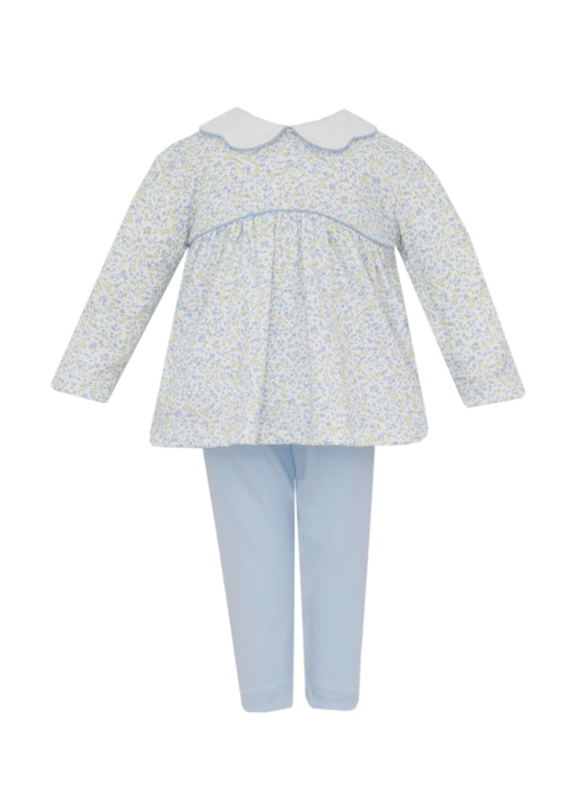 Caroline Tiny Blue Floral Knit Tunic Set