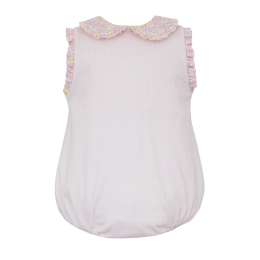 Pink Gingham Knit Bubble with Flowers