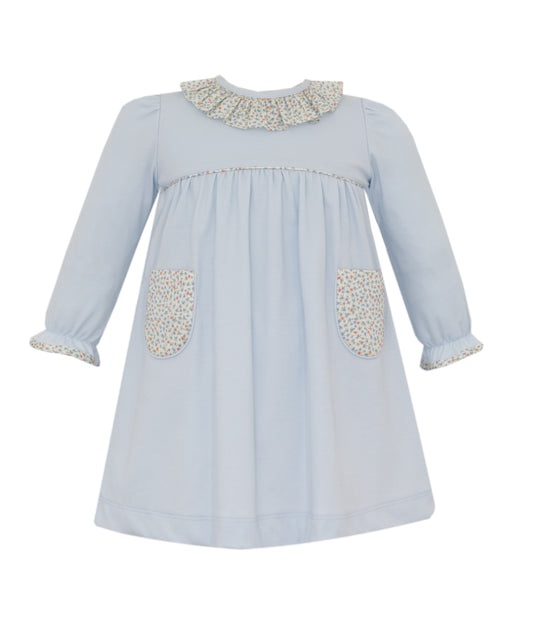 Light Blue Knit Dress with Pockets
