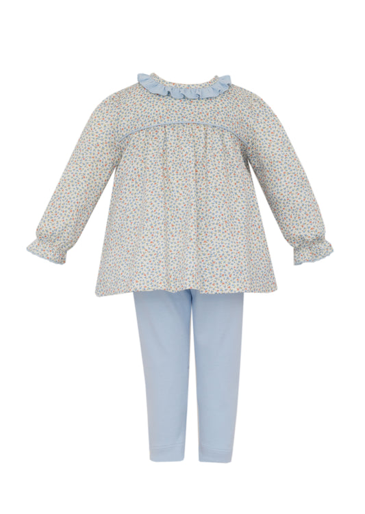 Light Blue & Orange Floral Tunic Set