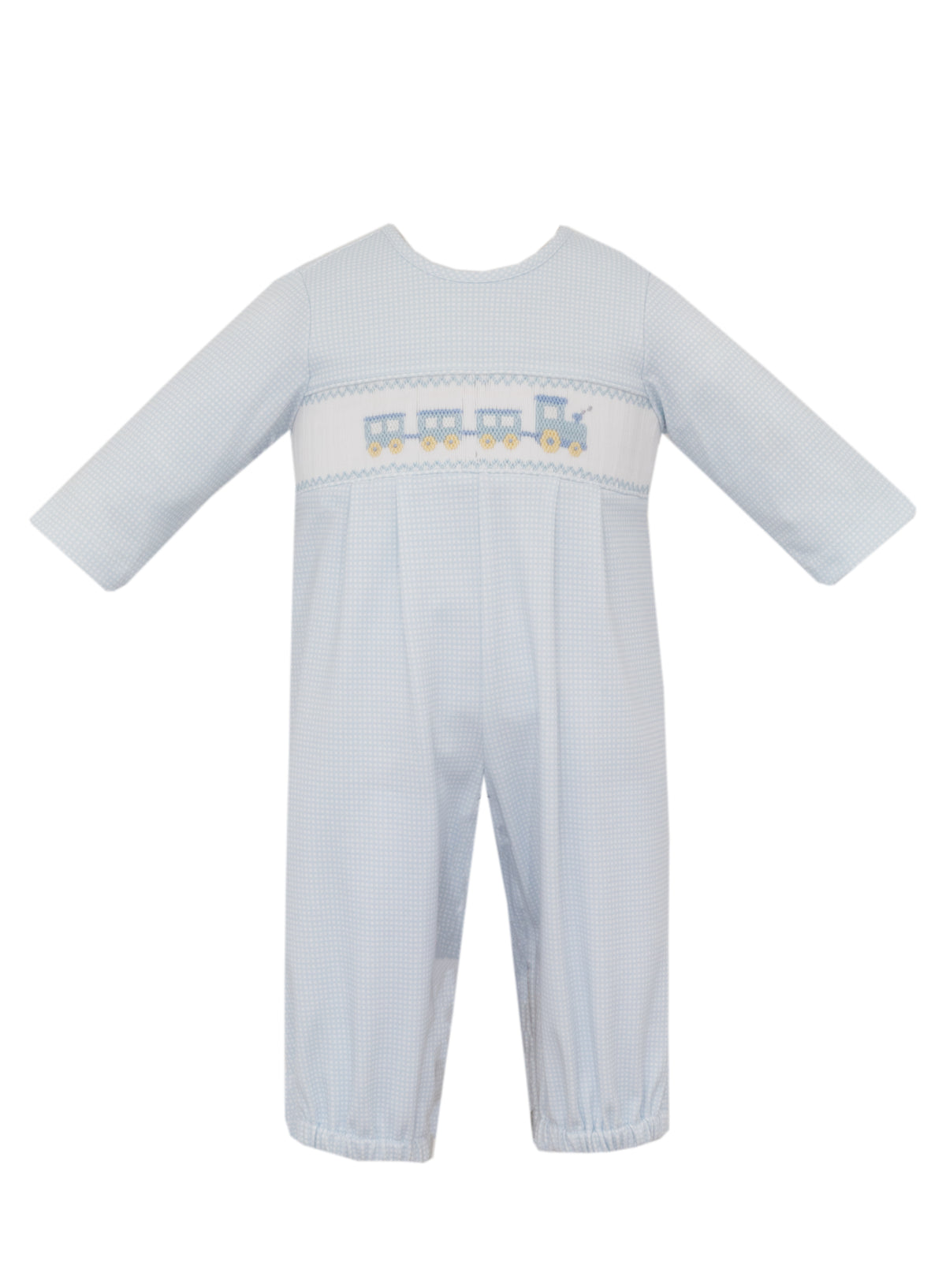 Train Light Blue Knit Checked Romper