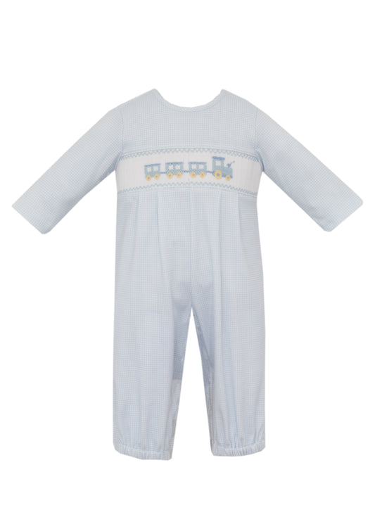 Train Light Blue Knit Checked Romper