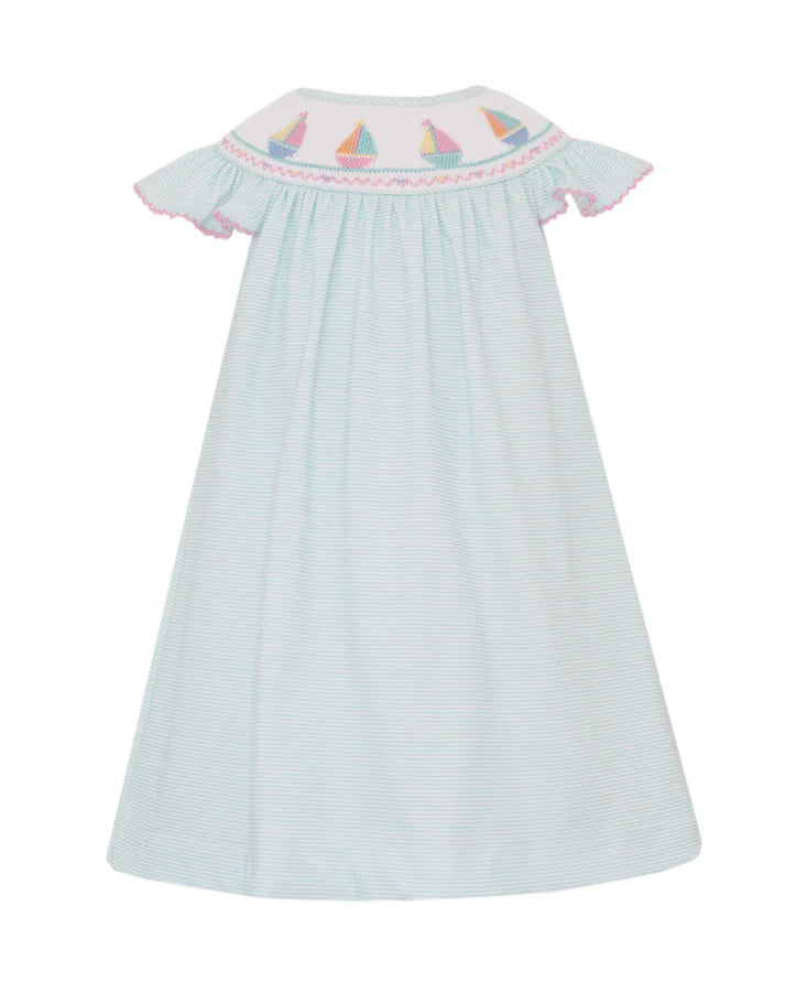 Sailboat Girls Aqua Knit Angel Wing Bishop