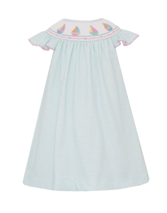Sailboat Girls Aqua Knit Angel Wing Bishop